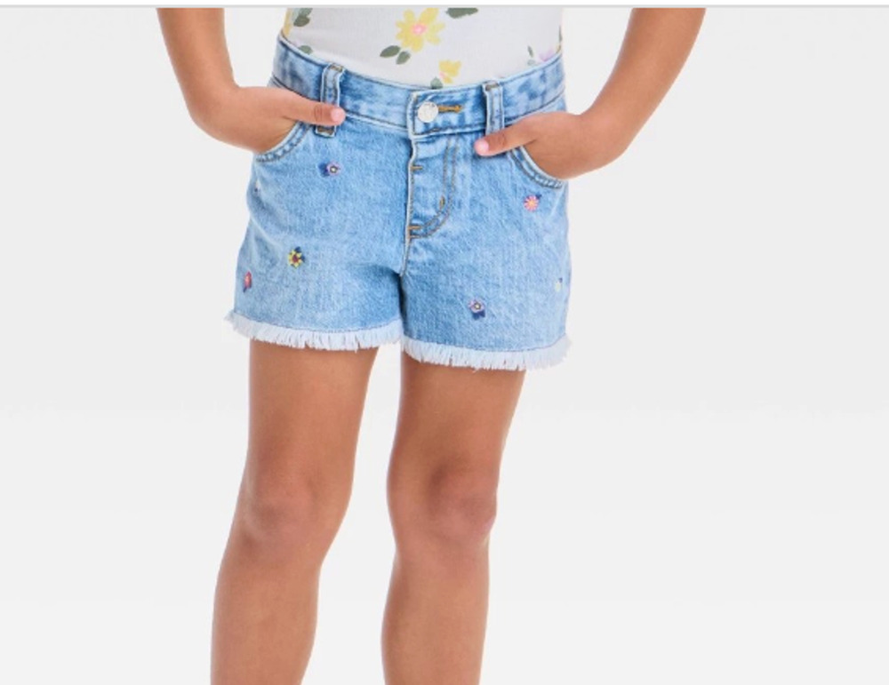 CAT + JACK |  GIRL'S |  DENIM SHORTS/ W EMBROIDERED FLORALS - NWT